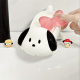 Plato de Jabón Cerámico para Perro y Blanco Lindo - Diseño Ovalado con Drenaje Rápido y Recorte en Forma de Corazón, Accesorio Decorativo Duradero para Baño y Encimera de Cocina, Portajabones Resistente, Soporte para Barra de Jabón