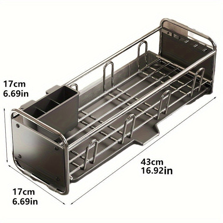 1 pieza, organizador de cocina moderno de metal para platos, tazones y cubiertos, diseño ahorrador de espacio, no requiere electricidad ni pilas