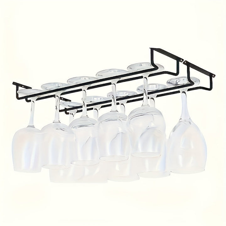 Soporte para copas de vino tinto colgante de 4/2 piezas para cocinas y comedores que permite un almacenamiento fácil de las copas con tallo. Di adiós al desorden, y es aplicable tanto en bares como en restaurantes