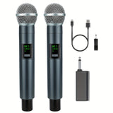 Micrófono inalámbrico Heikuding E58, con enchufe de 3,5 mm, control de volumen, indicador de batería, batería recargable de litio, uso dual USB, para grabación y actuaciones en vivo.