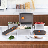 5pcs o 10pcs Cajas Bento de Acero Inoxidable con Tapas - Contenedores de Almacenamiento de Alimentos Profundos y a Prueba de Fugas para la Escuela, Oficina, Camping y Picnics - Apto para Horno, Forma Cuadrada, Lavado a Mano Recomendado