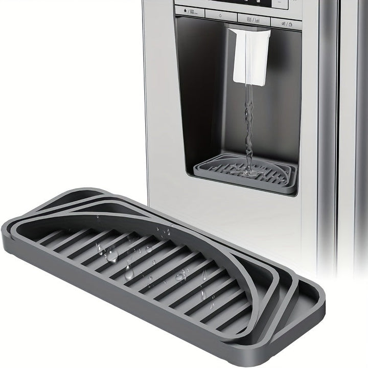 Alfombrilla de dispensador de agua de silicona - Ajuste a medida, bandeja de goteo de refrigerador antideslizante para refrigeración limpia y precisa