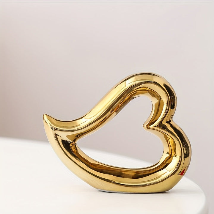 Conjunto de 2 piezas de cerámica electroplata con amor 'LOVE' adornos, decoración de alta gama para sala de estar, armario de vino, armario de TV, regalo de boda.