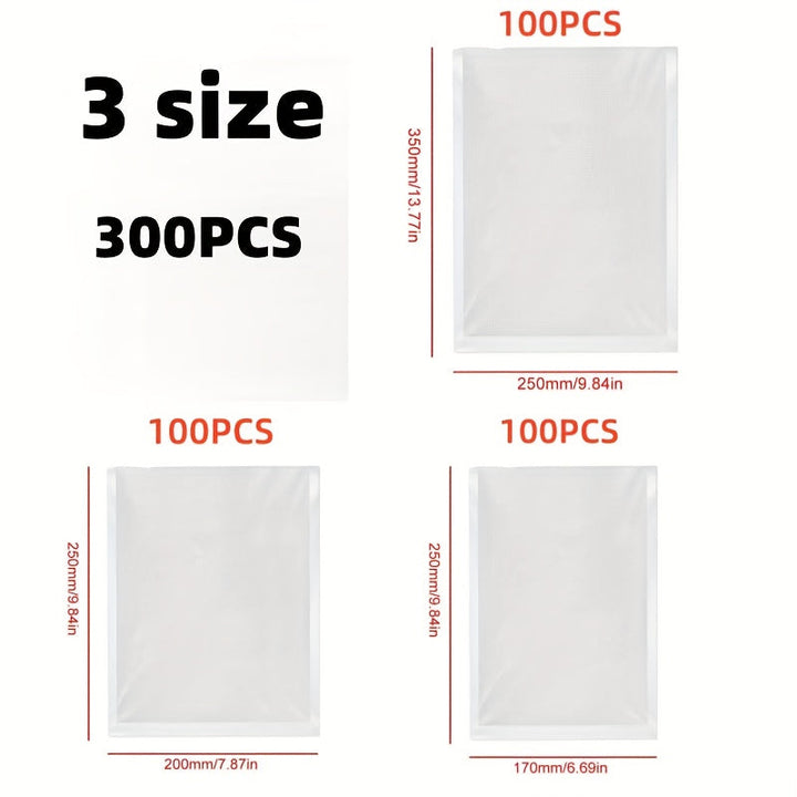100pcs Bolsas de Sellado al Vacío PE, Grado Alimenticio para Mantener la Frescura, Resistentes y Duraderas, Bolsas de Envoltura para Ahorrar Alimentos para Máquinas de Sellado al Vacío, Sellado al Vacío|Almacenamiento Transparente|Material PE Duradero