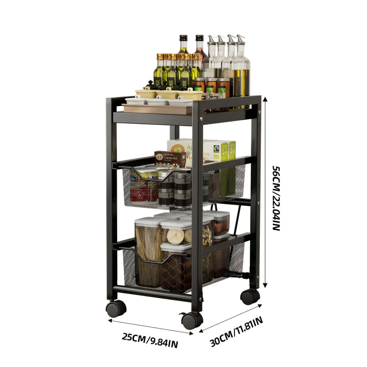 1pc estante de almacenamiento con 3/5 niveles, estante móvil con ruedas, cesta de drenaje multicapa, ideal para condimentos, platos y tazones, material acero al carbono,