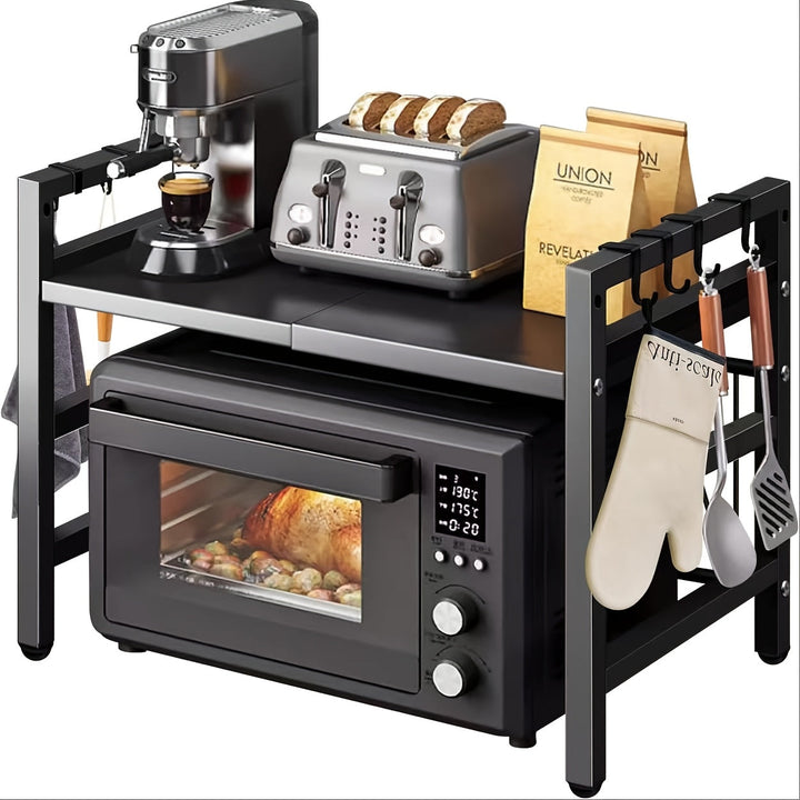 Estantería Metálica Extensible para Microondas, Estante Ajustable en Altura para Microondas/Tostadora, Soporte de Cocina para Utensilios