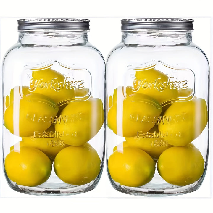 Tarro de Vidrio Transparente de Boca Ancha para Almacenar Comida con Tapa de Acero Inoxidable, Varios Tamaños 3.79/5.68/7.57 L