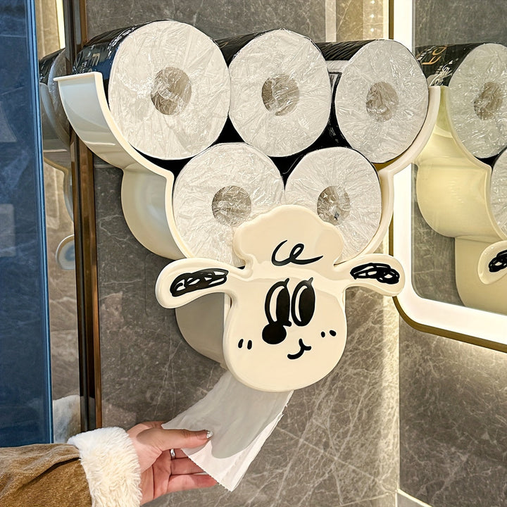 1 Unidad de Soporte de Rollo de Papel Higiénico de Plástico en Forma de Animal para Montaje en Pared, Estantería de Almacenamiento Multifuncional para Baño y Sala de Estar, Decoraciones de Halloween y Navidad