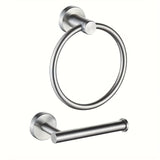 Juego de 2 accesorios para baño de acero inoxidable redondos, set de toallero y portarrollos de papel higiénico negro mate para montar en pared