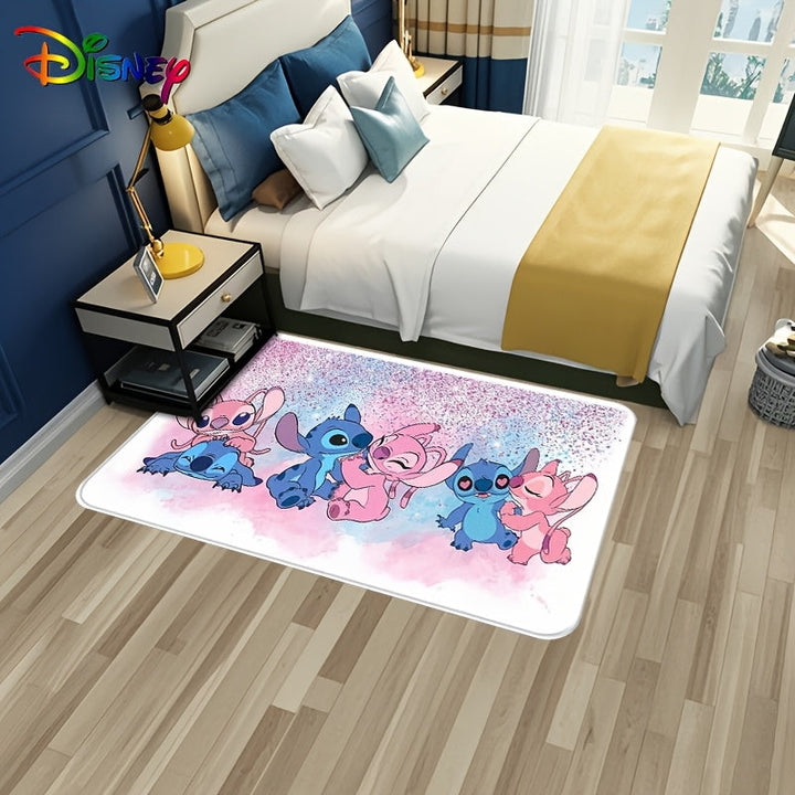 1pc Alfombra de suelo antideslizante Stitch, poliéster rectangular, lavable a máquina, perfecta para decoración de Navidad, Día de San Valentín, Pascua