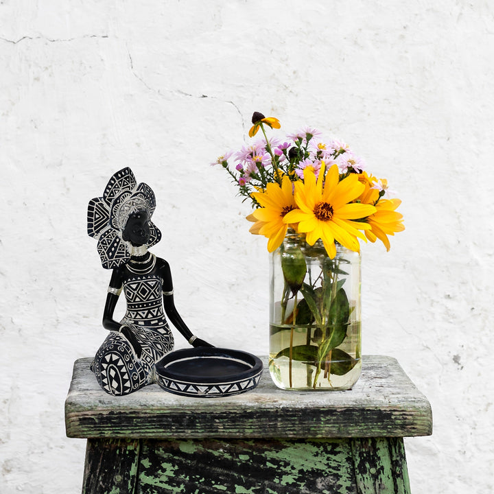 1 Pieza, Porta Velas De Figurina De Dama Africana Con Tótem Tribal Africano Para Bodas, Iglesias Y Decoración De Vacaciones, Estatuas Decorativas De Mujeres Africanas, Porta Velas Para El Hogar Y La Mesa