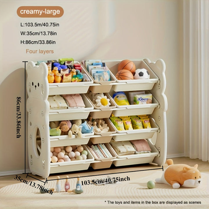 Organizador de Almacenamiento Multinivel y Múltiples Compartimentos Moderno - Armario Apilable de Plástico, Adecuado para Juguetes, Libros, Ropa - Ideal para Sala de Juegos y Dormitorio