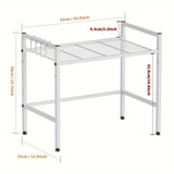 Estante para Microondas de 2 Niveles con Ganchos - Solución de Almacenamiento Versátil para Cocina y Baño, Construcción Duradera de Plástico/Metal, Estantes de Utilidad