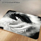 1 pieza de alfombra de franela lavable para interiores y exteriores - Diseño de dragón Yin Yang, suave y cómoda, lavable en máquina para cocina, baño, oficina, lavandería y decoración de hogar (Halloween, Navidad, Acción de Gracias), alfombra para interi