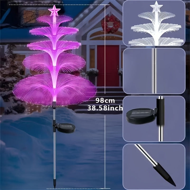 Luces de Medusa RGB con Energía Solar Navideña, 2 piezas para Exteriores, Montón Decorativo de Jardín LED de 5 Capas, Iluminación Solar Impermeable para Patio y Terraza, Festivales de Halloween, Navidad e Inmersiones en Agua IP65