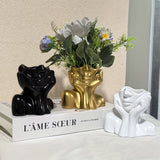 Jarrón Retrato - Escultura Moderna de Resina en Medio Cuerpo para Suculentas, Hidroponía y Decoración Floral - Jarrón Geométrico Artístico, Ideal para Sala o Mesa de Comedor