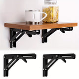 2 piezas Soportes de estantería metálicos montados en pared pesados, tamaño ajustable, acero inoxidable con muelle, soportes de estantería triangulares plegables ahorradores de espacio para cocina, sin madera, instalación DIY