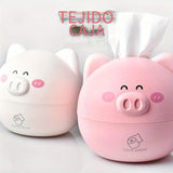 Elegante caja de pañuelos con diseño de cerdo de dibujos animados - Dispensador de plástico rosa y blanco con diseño "Ahorrar papel", ideal para organizar el baño o el despacho, decoración del baño.