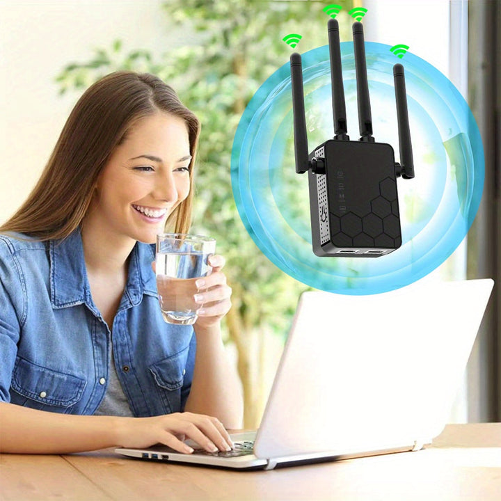 Amplificador de Rango WiFi Super Rápido OEKE - Cobertura de 12880 Pies Cuadrados, Soporta Hasta 150 Dispositivos, Mejora la Estabilidad para Uso en Casa y Oficina
