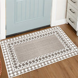 Alfombra étnica estilo boho, 1 unidad - Textura tejida desgastada, suave y lavable a máquina, para sala, dormitorio o entrada, antideslizante, rectangular, de poliéster, alfombra de área | Estilo bohemio | Lavable a máquina