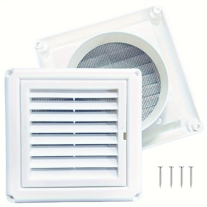 1pc Cubierta de Ventilación con Rejilla Blanca de Fácil Instalación de 10.16cm/15.24cm con Nido de Aves - Incluye 4 Tornillos, Plástico Duradero, para Exhauster de Secadora y Ventilaciones de Aire al Aire Libre, Cubierta de Ventilación de Secadora
