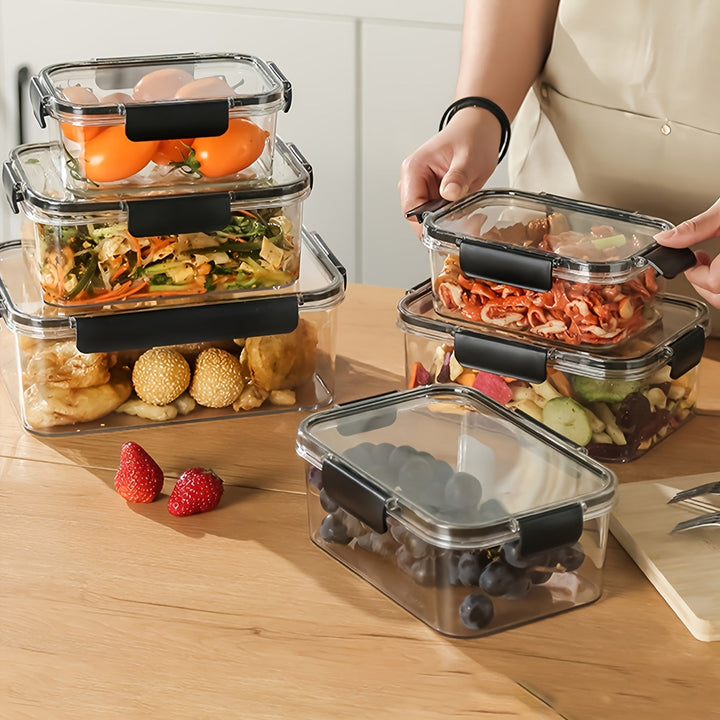 6 piezas de recipientes herméticos para alimentos de 16 oz, rectangulares, con tapa abatible, reutilizables, lavables a mano, multiusos, sin electricidad, incluye lonchera portátil para frutas, pasteles, pan, carne, almacenamiento de cocina, material PET