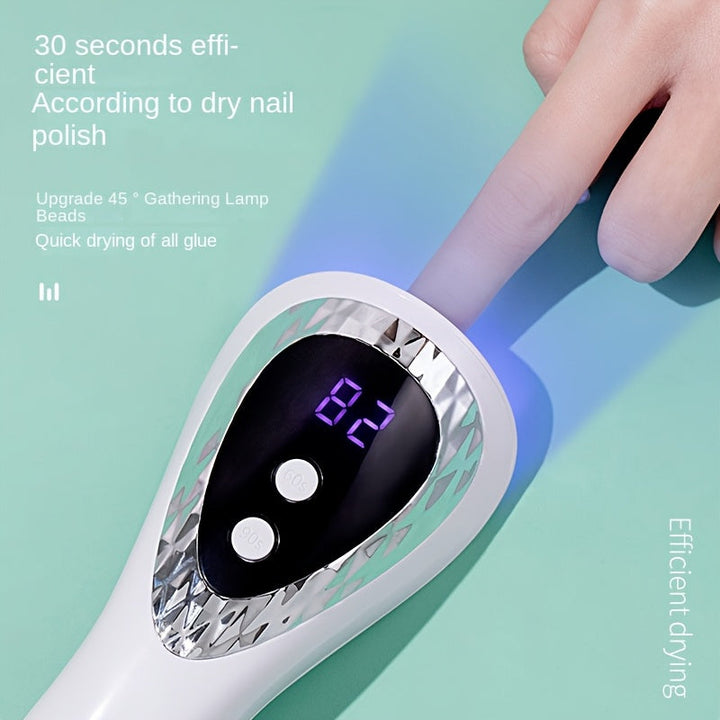 Mini lámpara de gel LED para arte de uñas - 30 segundos de secado rápido con pantalla digital, lámpara de secado de uñas portátil recargable por USB para uso en casa y salón, blanco, lámpara de secado de uñas, equipo de salón, herramienta de belleza mode