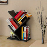 Estantería de Escritorio de Madera con Forma de Árbol y Múltiples Niveles - Negra, Organizador de Almacenamiento de Madera Maciza para Oficina