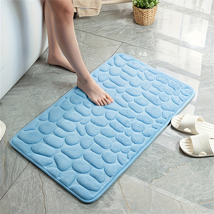 1pc Alfombra de baño con diseño de guijarros en relieve, alfombra de baño antideslizante súper absorbente para bañera, inodoro y suelo, alfombra antideslizante de poliéster lavable a máquina para bañera, 23,6 x 15,7 pulgadas