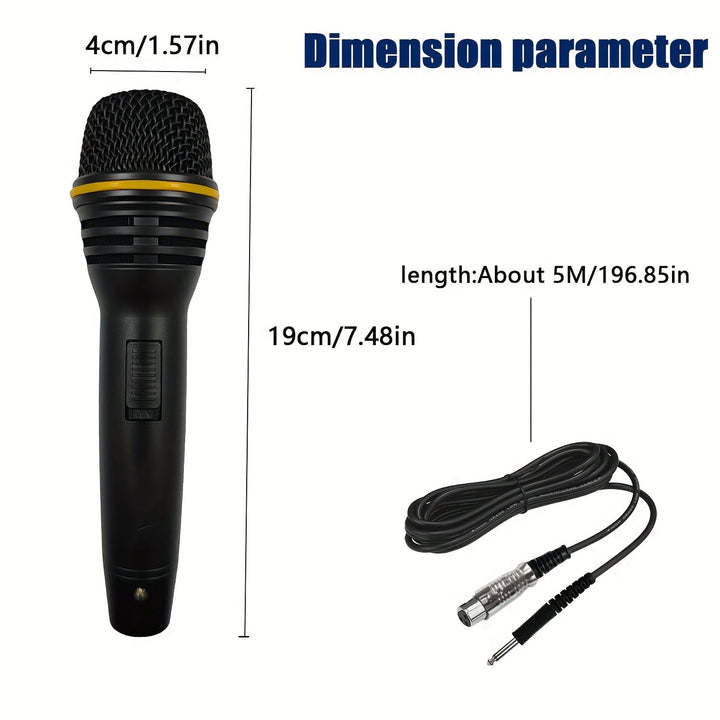 Micrófono dinámico profesional con cable y conector de 6,35 mm - Sonido de alta fidelidad, reducción de ruido, diseño negro para KTV, transmisión en vivo, reuniones y canto - Configuración fácil de enchufe y juego, grabación y uso en vivo múltiples, micr