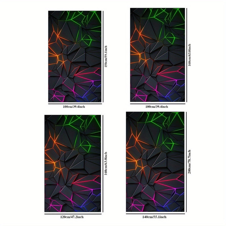 Alfombra gruesa de terciopelo con diseño ciberpunk y patrones geométricos en verde, azul, naranja y morado, 6 mm de grosor, ideal para decoración de salas de juegos y hogar, solo lavado a mano