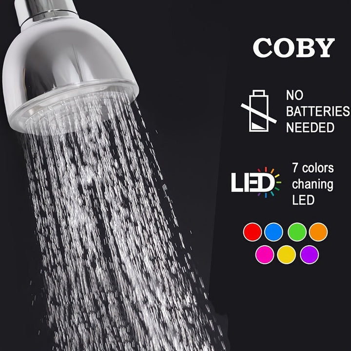 Rociador de ducha redondo con cambio de color intermitente y temperatura auto-activado LED