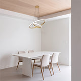 1 pieza, moderno candelabro dorado, candelabro LED irregular y aerodinámico, candelabro de altura ajustable, adecuado para isla de cocina, comedor, dormitorio, sala de estar, pasillo, porche, candelabro LED de 2 anillos, ajustable en tres temperaturas de