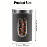 Juegos de Recipientes para la Cocina, Set de 3 Piezas para Almacenar Azúcar, Harina y Té en Acero Inoxidable con Ventana Transparente para Organizar el Mostrador