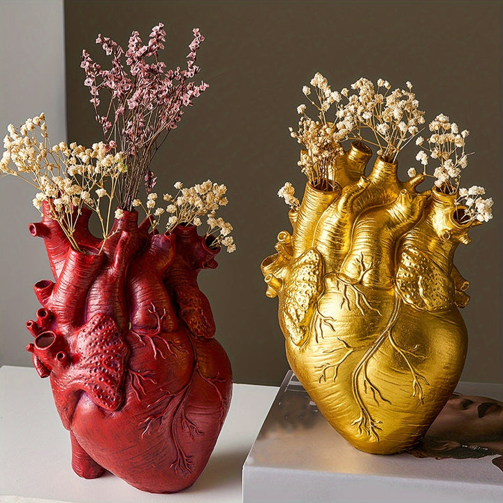 1 Unidad, Jarrón De Resina Con Forma De Corazón Art Deco, Jarrón De Corazón Nórdico Novedoso, Maceta Decorativa Para El Hogar, Pieza De Acento Para Decoración De Interiores Y Exteriores.