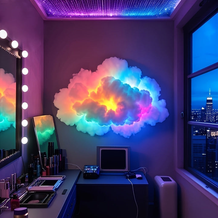 AJK Lámpara Inteligente 3D Nube Trueno con Sincronización Musical - Iluminación RGB LED de Simulación Tormenta, Lámpara Ambiental USB para Sala de Juegos, Cine en Casa, Decoración Halloween/Navidad, Luz LED en Forma de Nube con Efectos de Rayos, Ambiente