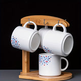 Elegante soporte de tazas y vasos de bambú con diseño floral - Organizador de cocina de madera elegante para tazas, platos y utensilios, organizadores y almacenamiento de cocina