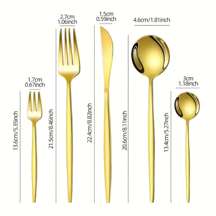 Juego de cubiertos de acero inoxidable de 30 piezas, incluyendo cuchillo de bistec, tenedores, cucharas y cucharadita, tenedores de cena, cucharas de cena, tenedores de frutas, cucharita pequeña para postre, cucharita de café, apto para lavavajillas, pul