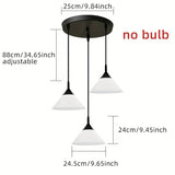 1 Unidad, Luz de Colgante de Tres Cabezas Moderna, Colgante de Plástico, Con Alambre de Suspensión Ajustable, Adecuado para Comedor, Dormitorio, Sala de Estar, Bar, Balcón, Estudio, Lugares Interiores, Utiliza Base E27, No Incluye Bombilla