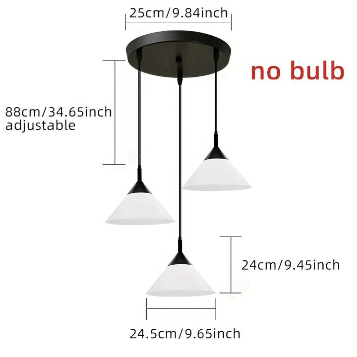 1 Unidad, Luz de Colgante de Tres Cabezas Moderna, Colgante de Plástico, Con Alambre de Suspensión Ajustable, Adecuado para Comedor, Dormitorio, Sala de Estar, Bar, Balcón, Estudio, Lugares Interiores, Utiliza Base E27, No Incluye Bombilla