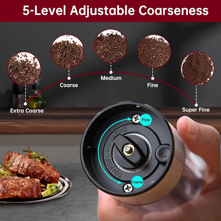 2 piezas/1 pieza, Juego de molinillos de pimienta y sal de acero inoxidable eléctricos