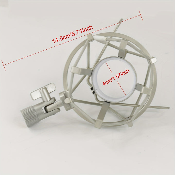 Soporte de choque para micrófono - Absorbedor de choque ajustable, adecuado para micrófonos condensadores de gran diámetro de 40mm-45mm - Ideal para transmisiones, estudios de grabación, servicios de voz y sesiones, con perilla de bloqueo para ajuste de