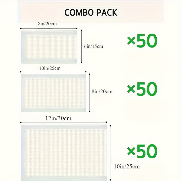 Total de 150 Bolsas para Aspiradora en Tres Tamaños Diferentes 15.24cm x 20.32cm + 20.32cm x 25.4cm + 25.4cm x 30.48cm