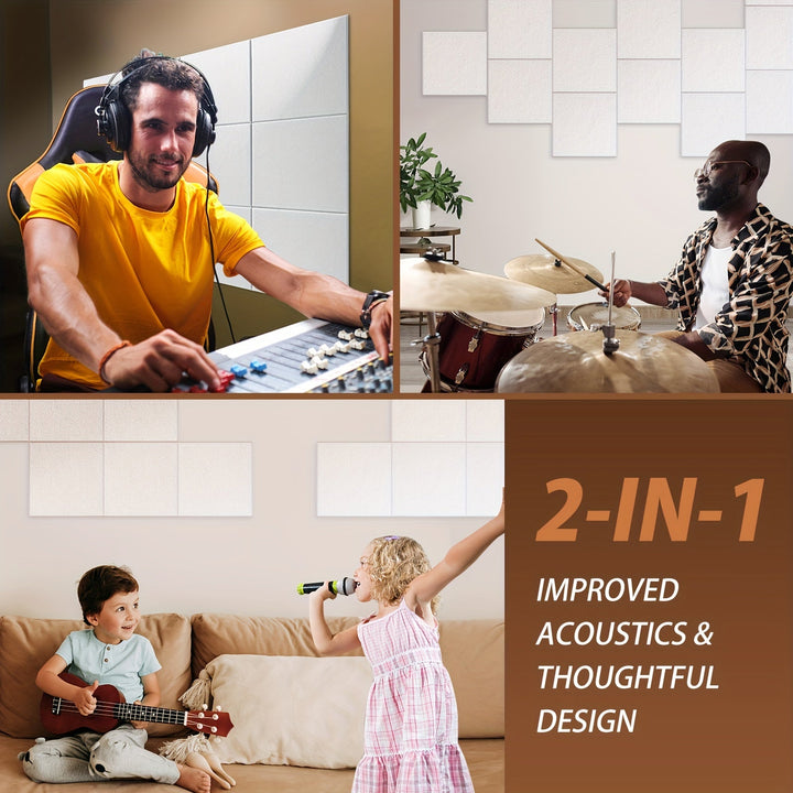 28 piezas de paneles de espuma acústica AUSLET, baldosas de insonorización autoadhesivas, espuma de reducción de ruido blanco, instalación fácil, para estudios de grabación, teatros domésticos y oficinas