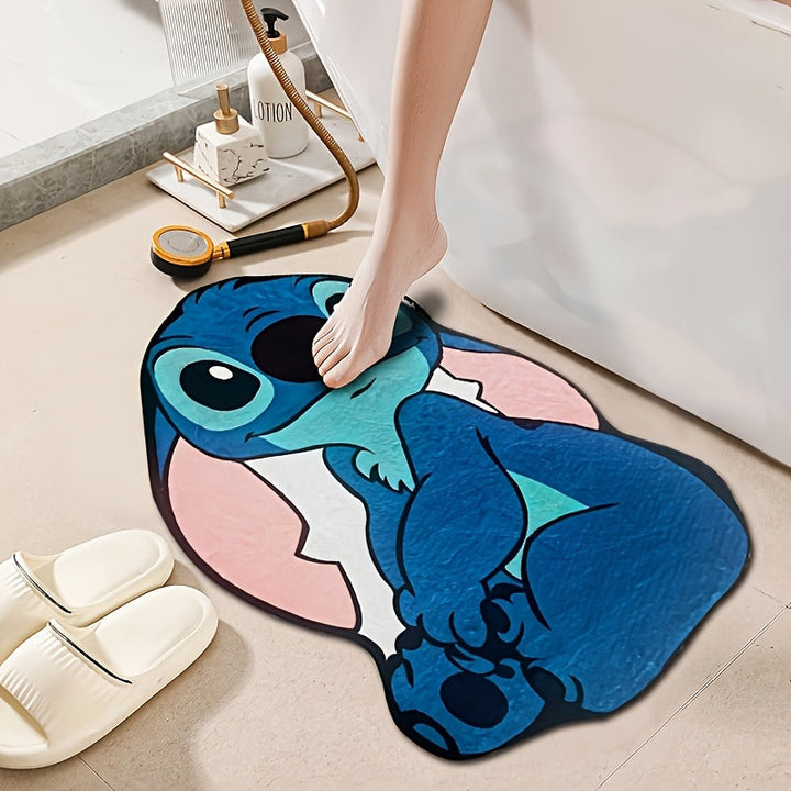 Alfombra Antideslizante de Disney Stitch - 100% Poliéster Lavable a Máquina, Diseño Vibrante de Dibujos Animados para Dormitorio, Sala de Estar, Baño y Sala de Juegos - Regalo de Pascua Halloween, Adorno para Baño, Tela Duradera