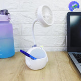 Mini Ventilador Flexible Portalápices Soporte Celular Dinosaurio 275A