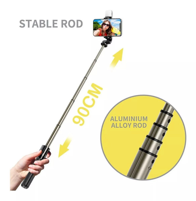 Selfie Stick 04 con Luz con Control Monopod Tripode Fotografia Celular