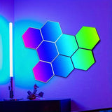 10 Piezas de Luces Hexagonales LED para Pared, Control Inteligente por USB y Música, Decoración para Habitaciones o Salas de Juegos, Panel Luminoso DIY