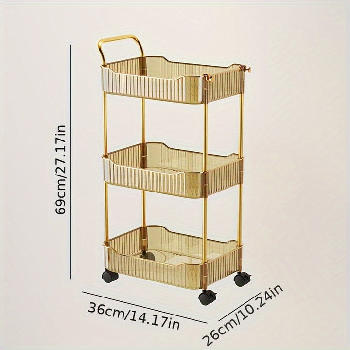 1-Pack Estante de Almacenamiento Multifuncional de 2/3/4 Niveles, Mesa para Comer con Gabinete Móvil, Carro Organizador de Botellas y Snacks de Varios Pisos, Caja de Almacenamiento de Pie para Dormitorio o Sala de Estar