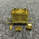 Figura de Arca del Pacto Dorada Pintada a Mano - Decoración Religiosa en Aleación Electroplateada con Querubines, Tapa Desmontable y Accesorios, Adorno para Navidad, Halloween, Día de la Madre, Interior/Exterior